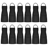 Puroma Adjustable Bib Apron Waterdrop Resistant with 2 Pockets, Women Men Cooking Kitchen Aprons for Chef Couple BBQ Painting (Black, 12)