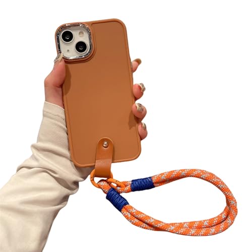 Étui de luxe pour iPhone 15 Pro Max avec dragonne élégante marron