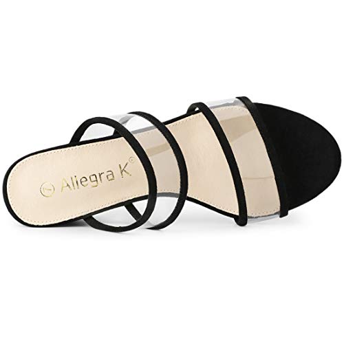 Allegra K Women's Clear Strap Block Heel Black Slide Sandals 7 M Us #TOP4