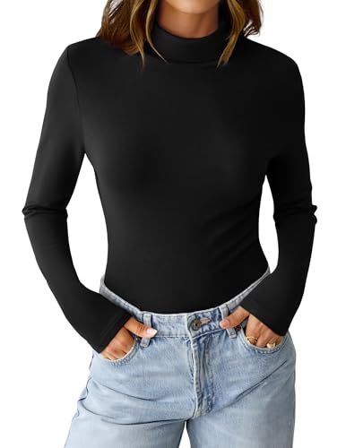 Womens Long Sleeve Shirts Mock Turtleneck Fall Fashion Basic Thermal Underwear Tops Winter Clothes 20252