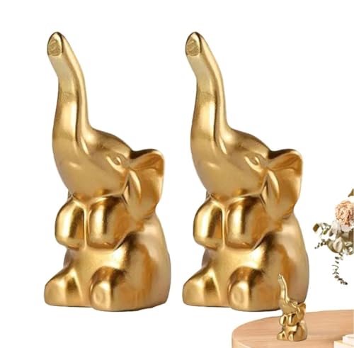 Image of VRB Dec 1 Set for Statue Study Office Desk Decor Showpiece Gift Decoration Accessories Items Decorative Showpeice for Home ((2 Pcs Golden Elephant))
