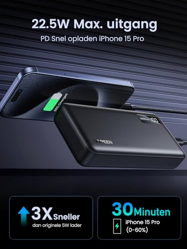 UGREEN Power Bank 20000mAh 22.5W, Externe batterijlader met USB C-ingang en uitgang PD 20W Powerbank met digitaal display, compatibel met iPhone 16 Pro Max/16/15/14, Galaxy S24 Ultra, Pixel 8 en meer. - Afbeelding 3