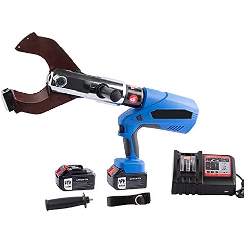 Battery Cable Cutter 200 KN Hydraulic Cable Scissors Electric Wire Cutter Battery Operated EZ-105C Wire Cutting Tool for Max. Diameter 85 mm Copper,Copper,Al Cable Wire with LED Display,18 V Battery Cover