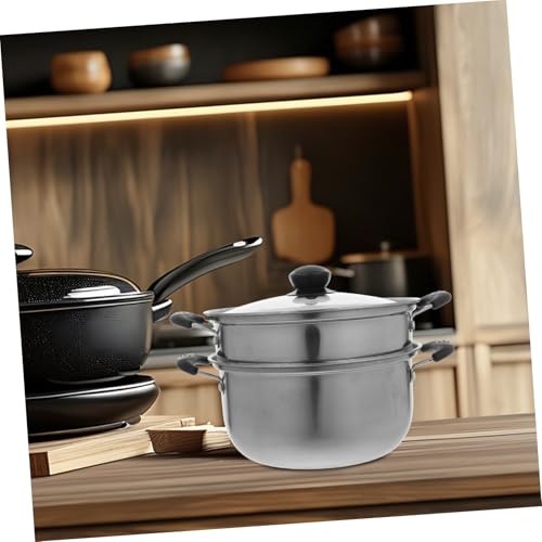 Marmite à soupe avec pot de vapeur profond compatible induction et gaz
