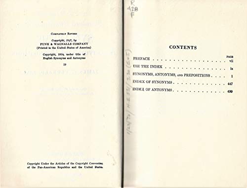 Funk And Wagnalls Standard Handbook Of Synonyms, Antonyms, And Prepositions. #TOP5
