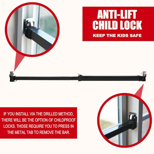 SecurityMan Window Security Bar - Easy Install for Horizontal/Vertical Windows - Adjustable Window Lock Bar (Child Proof/Heavy Duty Iron) - Extendable (14.25" to 37") Security Bars for Windows - Black