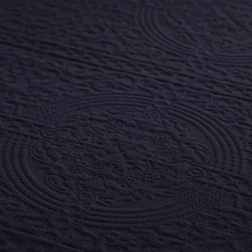 Superior Cotton Fleur De Lis Bedspread Set, Warm Blankets, All-Season Bedding, Bedroom Decor, Decorative Boho Medallion Coverlet, Includes 1 Bedspread, 1 Pillow Sham, Twin, Navy Blue