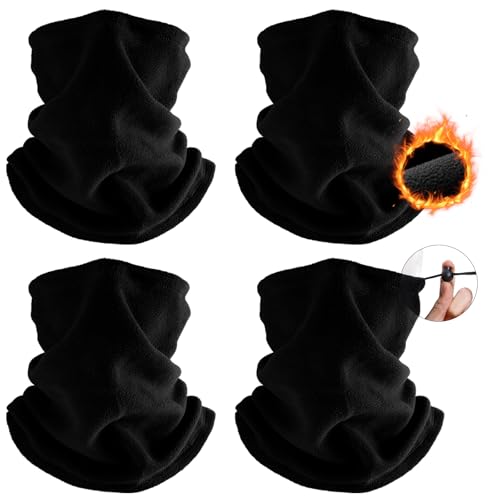 Fivali Winter Neck Warmer Face Ski Mask: 4 Pack Neck Gaiter Wind Protection Face Cover Fleece Balaclava Scarf for Men Women, Black