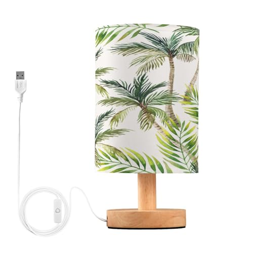 YEGAME Tropical Palm Tree Bedside Table Lamp for Bedroom Nightstand, Small Eye Care LED Desk Reading...