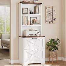 SEDETA 2 Drawer File Cabinet with Lock, Wood Filing Cabinet fits Letter, Legal, A4 Size, Hanging File Folders, Farmhouse File Cabinets for Home Office with Adjustable Storage Shelf, White