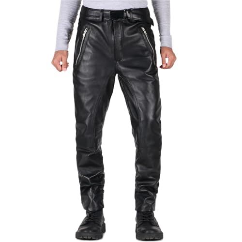 Laverapelle Men's Genuine Lambskin Leather Pants (Black, Biker Pants) - 1804002