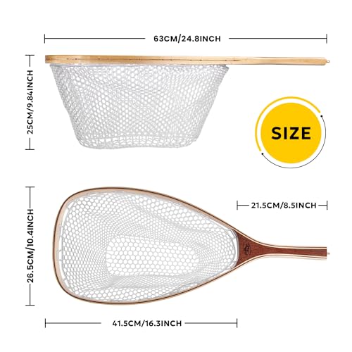 SF Fly Fishing Landing Soft Rubber Mesh Trout Catch and Release Net with Black Magnetic Net Release Combo Kit (Clear A Combo Small Holes) - image 2