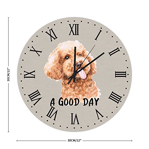 Horloge murale décorative sans tic-tac au design caniche rétro chic - 3
