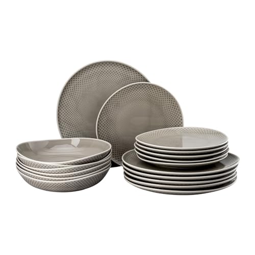 DESIGN ELEGANTE: questo set da 18 pezzi con l'elegante motivo Rosenthal Junto Pearl Grey conferisce al vostro tavolo una raffinatezza senza tempo con il suo design moderno ed elegante