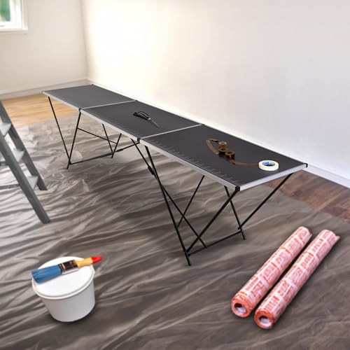 Raburg Tapeziertisch Stan mit Alu-Rahmen, klappbar, ca. 298 x 60 x 77 cm in SEIDEN-SCHWARZ, beschichtete MDF-Platte, 30 kg belastbar, mit praktischer Skala bis 290 cm - 2