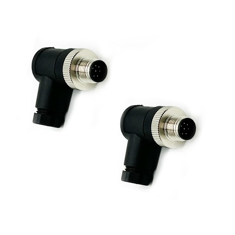 10Pcs M12 8 Pin Male Connector, Right Angle Field Assembly Wireable Adapter 12mm A Code Industrial Circular Connector IP67 Waterproof Sensor for PG7 Cable Unshiled 30V 2A AC/DC for Electric Bicycles