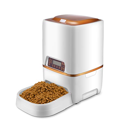 Pujuas dispensador automático de Comida dispensador de Comida Fiambrera grabación 4 Comida para Gatos y Perros 4L (6L)