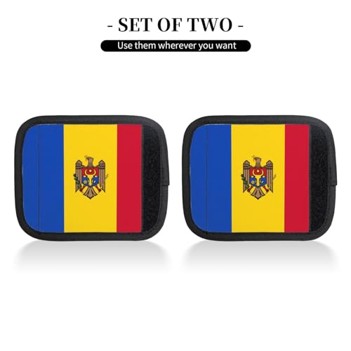 2 Pcs Luggage Handle Wraps, Flag of Moldova Print Grip Handle Cover/Travel Bag Identifier for Suitcase Accessories2