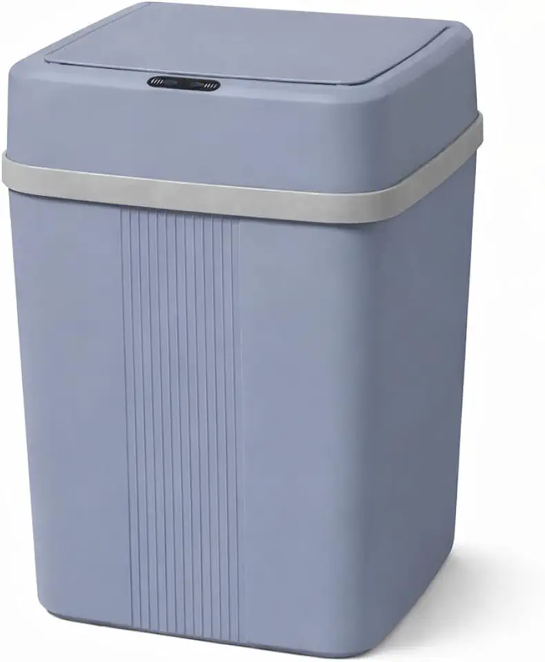 Lixeira Inteligente Automática 12L com Sensor de Movimento – Abertura Sem Toque, Design Moderno e Ideal para Banheiro e Cozinha (Cinza azulado)