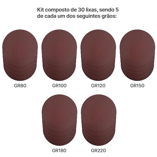 Suporte de Boina para Furadeira e Lixadeira + 30 Discos de Lixa 125mm