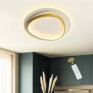 LED Ceiling Lights Kitchen Lights Ceiling Dimmable 46W Modern Flush Mount Ceiling Lighting with Remote Control Light Fittings Ceiling for Living Room Bedroom Kitchen Gold and White