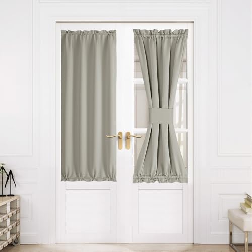 NICETOWN Natural Privacy Blackout French Door Curtain for Window