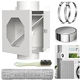 Dryer Lint Trap, Indoor Dryer Vent Kit, Metal Lint Catcher Box with 4" Dryer Vent Hose Duct Clamps Aluminum Foil Tape Cleaning Brush 2 Metal Filter Screens Set