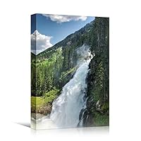 Canvas Wall Art Mountain Waterfalls Landscape Multicolor Photography Relax/Calm Traditional Waterfall - 12x18 inches