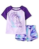 The Children's Place,Girls,Short Sleeve Top and Shorts 2 Piece Pajama Set,Magical Unicorn,Large