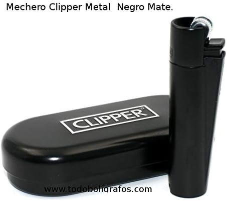 Solid Metal Flint Ignition Clipper Lighter BLACK colour - Brushed Chrome Finish - Comes in Embossed Presentation Tin