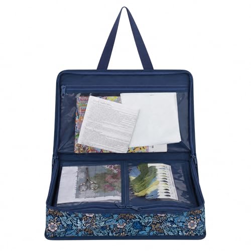 Image of Hobby Gift Project Case Sewing and Yarn Storage Bag with Handles Internal Pockets and Organiser Inserts for Knitting Crochet Craft Classes and Travel