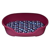 adena Hundekorb 58 x 38 cm rot + Kissen Herzen blau