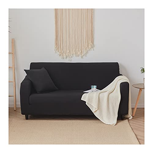 Daesar Fundas para Sofas Elasticas,Funda Sofa 1 Plaza Baratos,Color Sólido Funda de Sofa Protección Negro,1 Plaza(90-140CM)