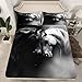 Erosebridal Horse BedÂ Set for Girls Boys Couples, Black White Horses FittedÂ Sheet Queen Size Wildlife Animal Pattern BedÂ Sheets Watercolor 3D Wild Animal Oil Print Sheets 3Pcs, No Top Sheet