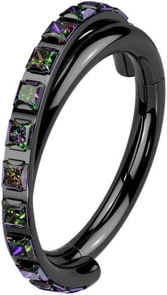 Pierced Owl 16GA ASTM F-136 Implant Grade Titanium CZ Crystal Paved Double Hoop Criss Cross Hinged Segment Clicker Ring