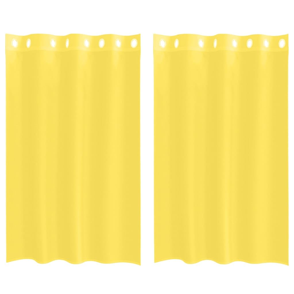 Voile transparent à œillets jaune lot de 2 rideaux 140x175 cm pour fenêtre