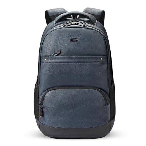 Image of Gear vintage 2 19 inch /33L Large Faux Leather without Antitheft Water Resistant Laptop Backpack /Casual Backpack /Daypack /Travel Backpack /College Bag For Men /Women(Navy-Black)