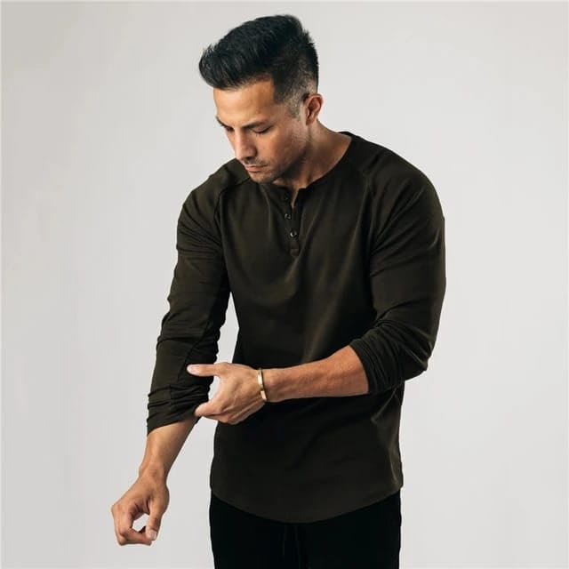 Image of Men's Henley Full Sleeve T-Shirt