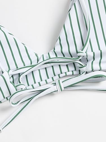 Image of ZAFUL Women's Tie Back Padded High Cut Bralette Bikini Set Two Piece Swimsuit
