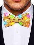 Yonamix Light Up Bow Tie Gold Led Sequin Bowtie for Men (4 Gold)