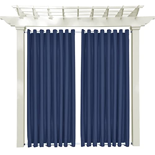 Macochico Outdoor Windproof Curtains Thermal Insulated Noise Reducing Lightproof Blackout Draperies Grommet at Top and Bottom for Patio Porch Gazebo Garden Burgundy 52W x 96L (1 Panel) 52"W