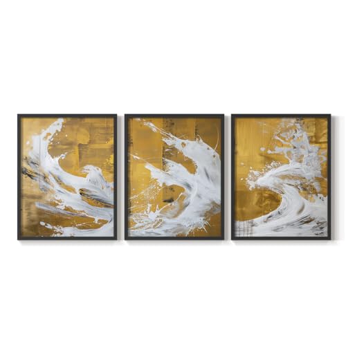 Renditions Gallery Set of 3 Peel & Stick Framed Prints, Ceramic Vase Wall Art, Antique Vase Illustrations Wall Decor, Re-Stickable - Ready to Hang - 16"x20" - Black Frame LT597