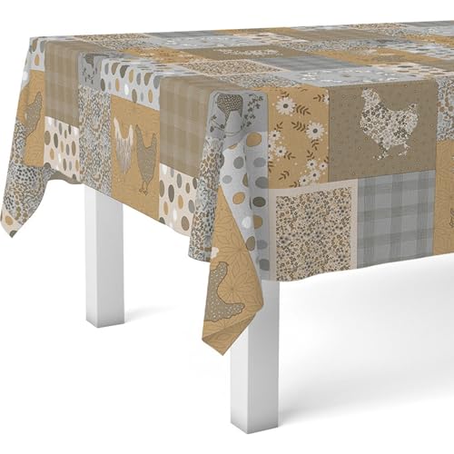 Nappe en toile cirée contre les taches, solution imperméable beige 140x140 cm