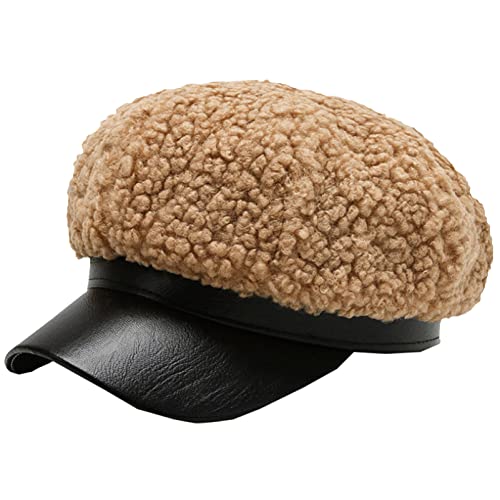 Newsboy Hats For Women Autumn Winter Hat Lady Fleece Octagonal Newsboy Cap Artist Painter Beret Hat Black #TOP5
