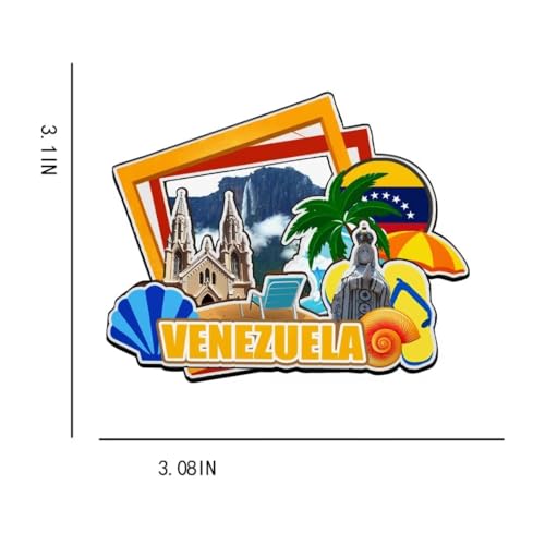 Imán de madera decorativo con relieve 3D Venezuela miniatura 3