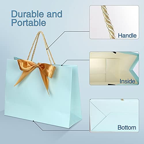 Skycase 6 Colours Gift Bags, Exquisite Paper Gift Bags with Ribbons, Practical Paper Bags Suitable Gift Bags for Festivals, Parties and Weddings, 28 x 20 x 10 cm