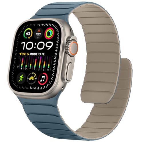 Ya en manzanajugosa.com: Sixmoat Correa de Silicona Magnética Compatible con Apple Watch 49mm 46mm 45mm 44mm 42mm, Cómoda Pulsera Deportiva Resistente al agua para Ultra 3 2 1 SE Series 11 10 9 8 7 6 5 4 3, Dune-Nube azul