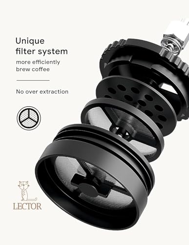 Image of LECTOR French Press Travel Coffee Maker |Double Mesh Steel Filter for Smooth Brew |Portable, Compact & Lightweight | Spill-Proof, Ideal for all Office Goers, Use at Home, Office & Travel (Pink), 320ML
