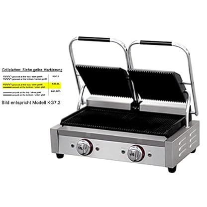 Profi Edelstahl Kontaktgrill, 2 x 2200 Watt, Temperatur von 50 bis 300 °C, Gussplattten; KG7.2L GGG – Bild 4