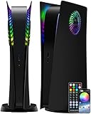 Joso Frontblende für PS5 Digital Edition, Kratzfeste, staubdichte Ersatzhülle mit RGB-Ring, Abdeckung passend für PS5 Digital Version, Platten für PS5 Zubehör – Schwarz